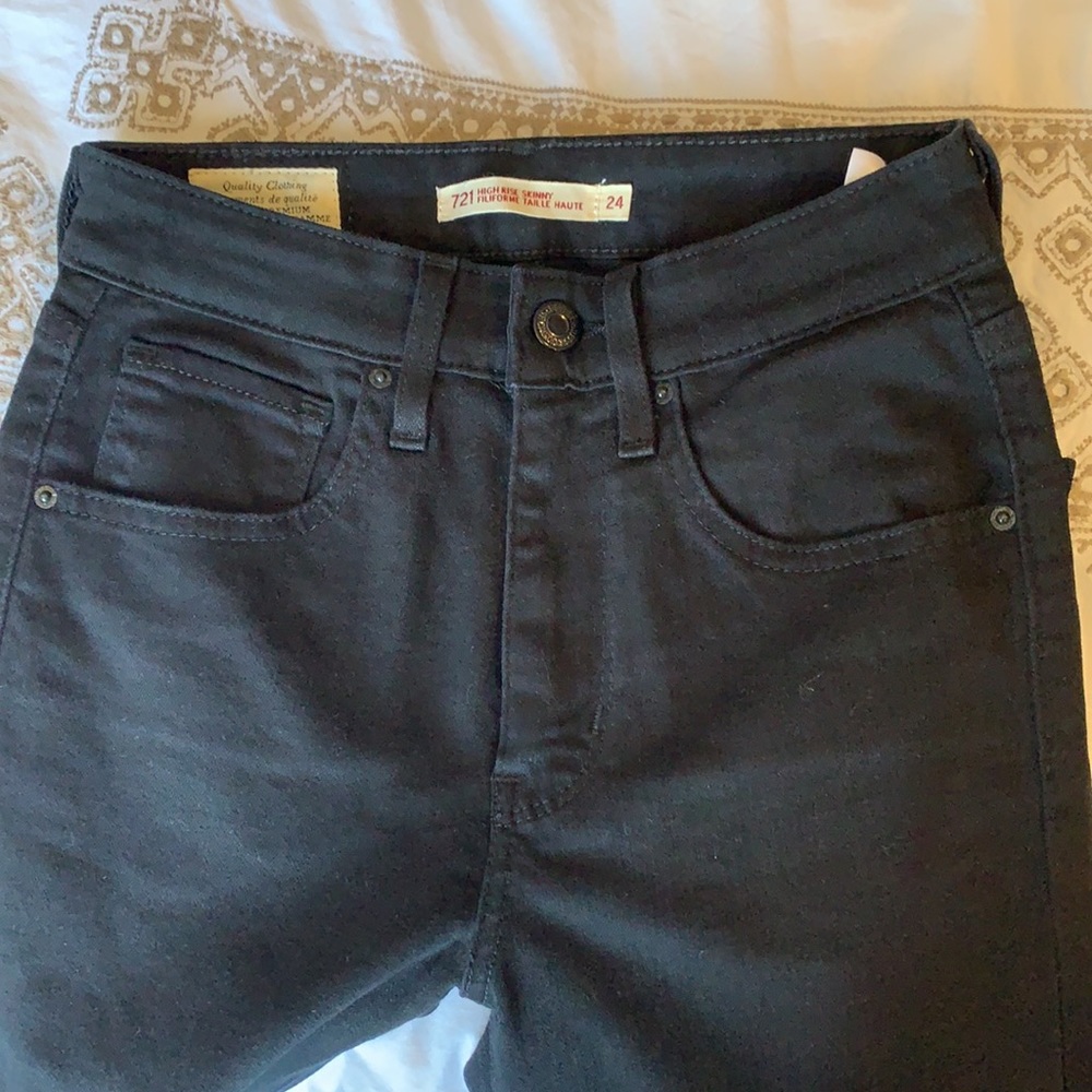 Levi’s Black 721 Hirise Skinny Black 24/26 - Picture 1 of 4
